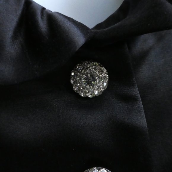 SiLK Vintage 90s Kay Unger Blazer Blouse Elegant Evening Liquid Satin Ruffle M - Picture 6 of 10